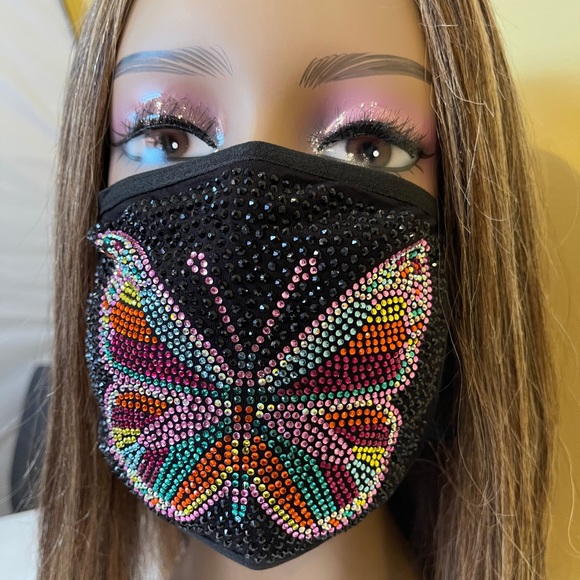 Butterfly Bling Rhinestone Face Mask with Filter - Picture 5 of 7